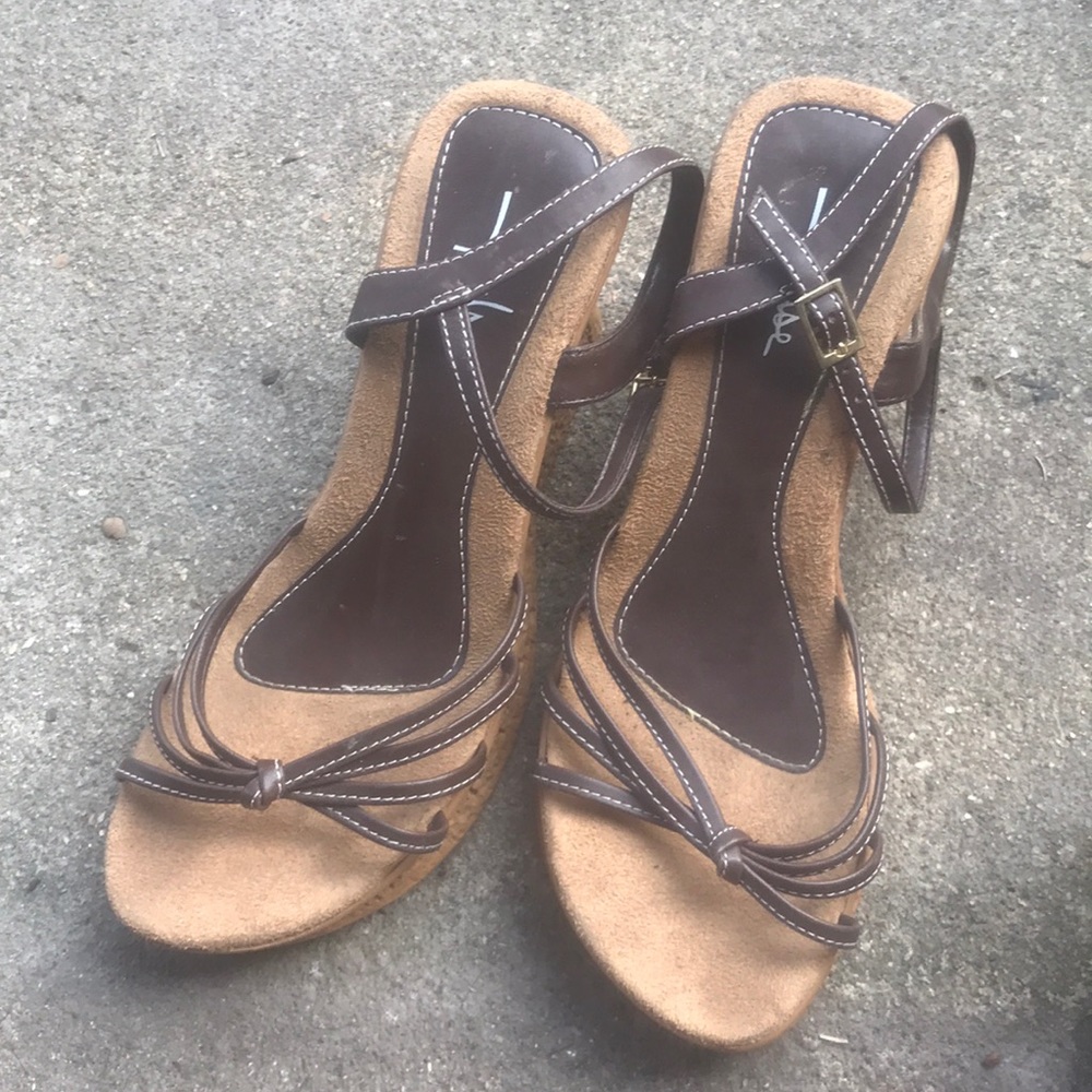 Brown wedge sandals used but in very good gauge